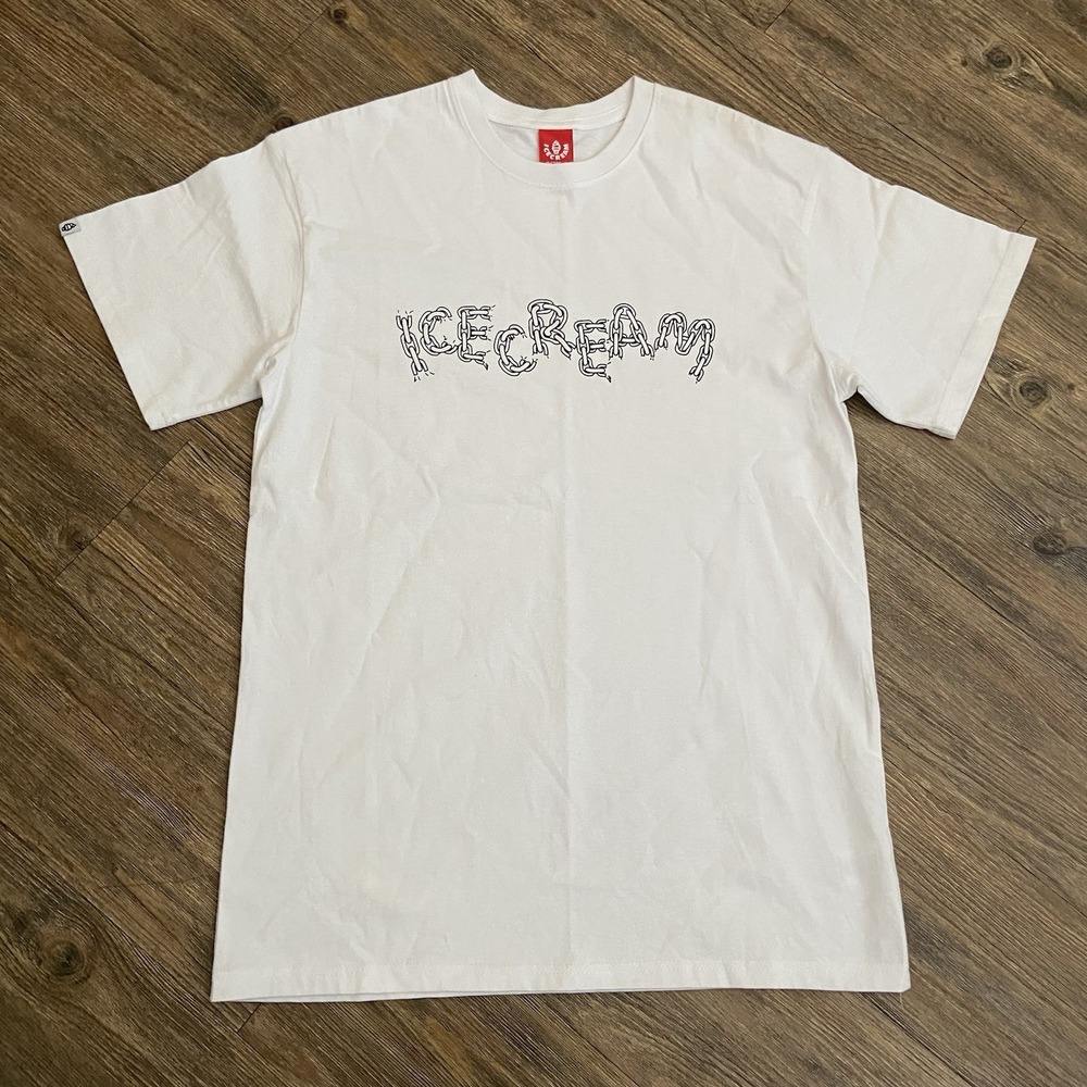 Ice Cream Broke Link Chain Shirt Pharrell BBC White Graphic Tee Mens Small
